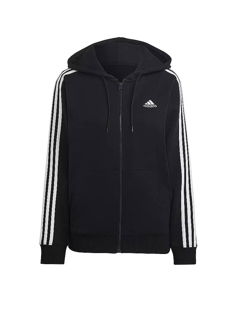 ADIDAS Damen Kapuzenjacke Essentials 3 Streifen French Terry Regular schwarz